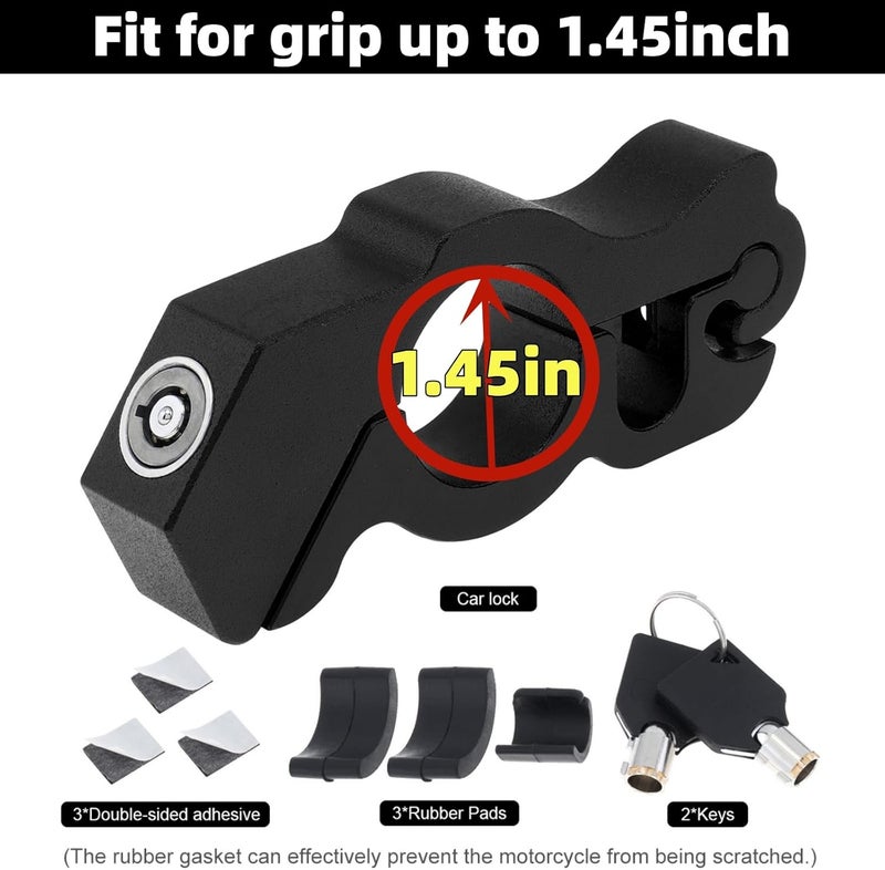 Windance Motorcycle Anti Theft Lock,Heavy Duty Front Brake Lock,Throttle Grip Clutch Brake Lever Handlebar Protection (Black, L) - Image 3